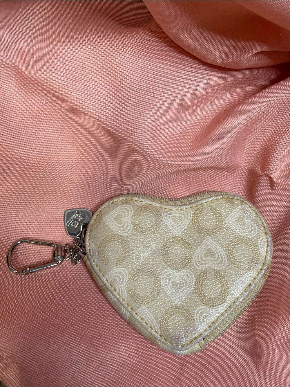 Vintage Y2K Coach Signature C Heart Coin Purse Keychain Bag Charm